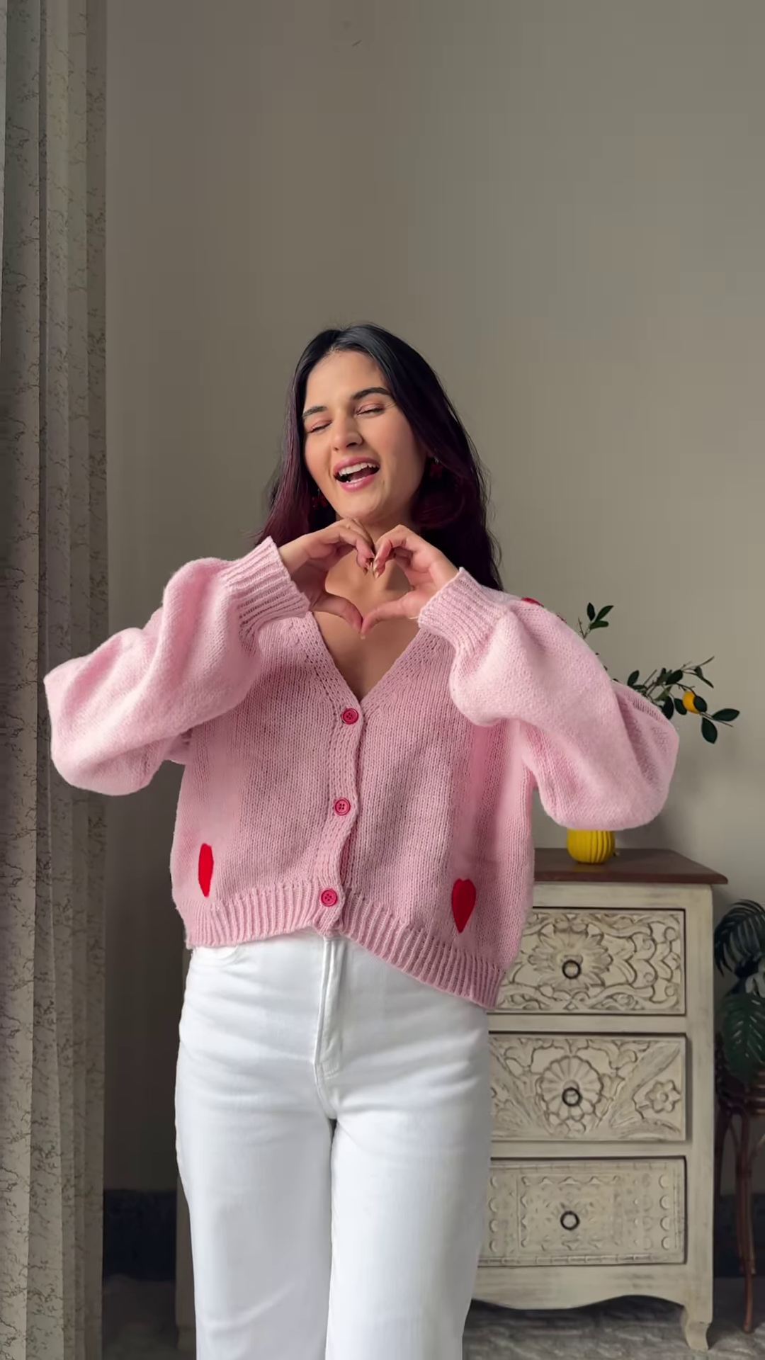 Heart & Ribbon Knitwear Collection ๐งถ๐ With Embroidery & Bow Accents โ Pink & Cream Variants - Image 2
