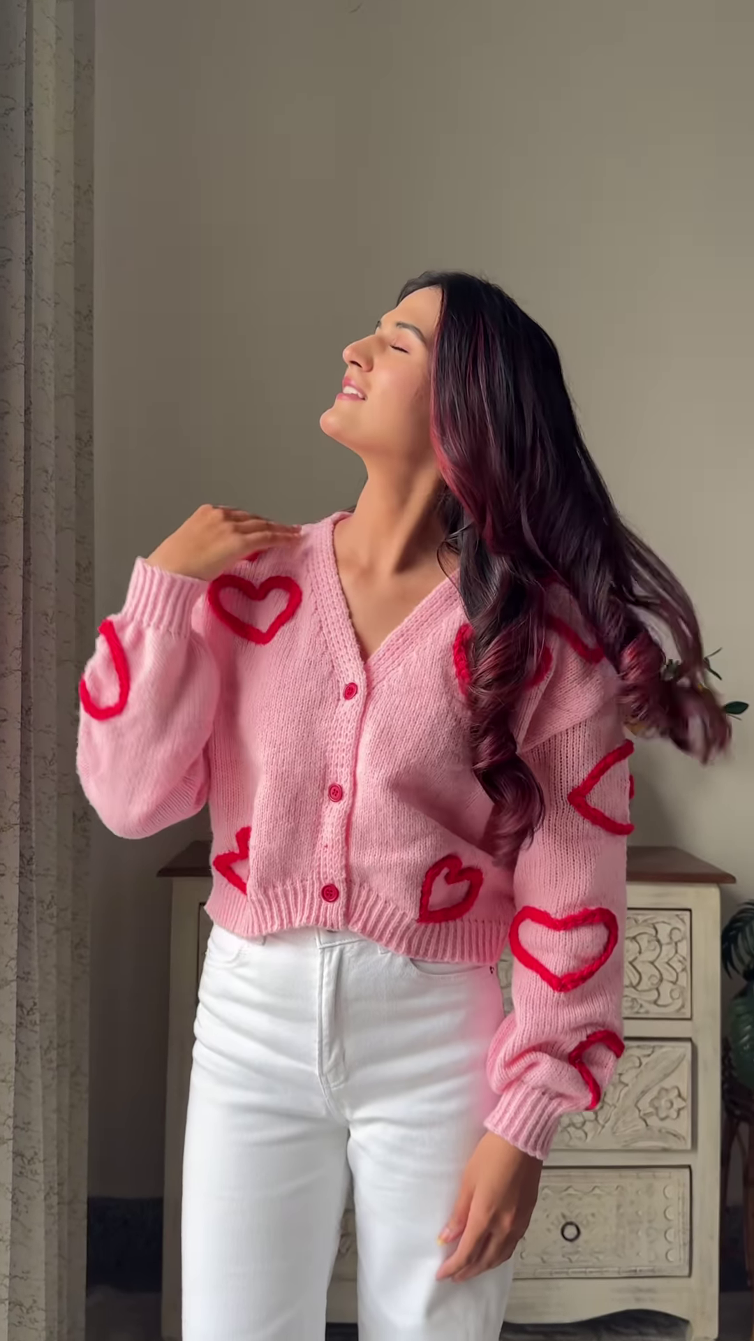 Heart & Ribbon Knitwear Collection ๐งถ๐ With Embroidery & Bow Accents โ Pink & Cream Variants - Image 3