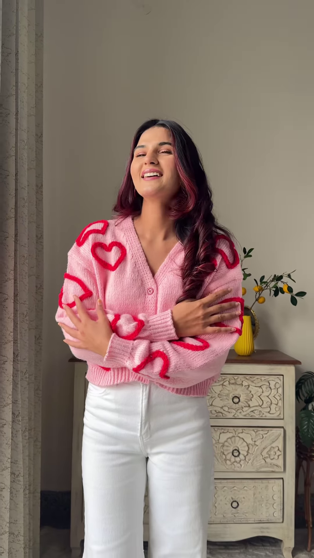 Heart & Ribbon Knitwear Collection ๐งถ๐ With Embroidery & Bow Accents โ Pink & Cream Variants